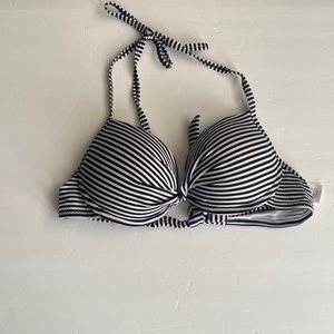 Ree  Bees Black White Striped Push Up Bathing Suit Top Size S